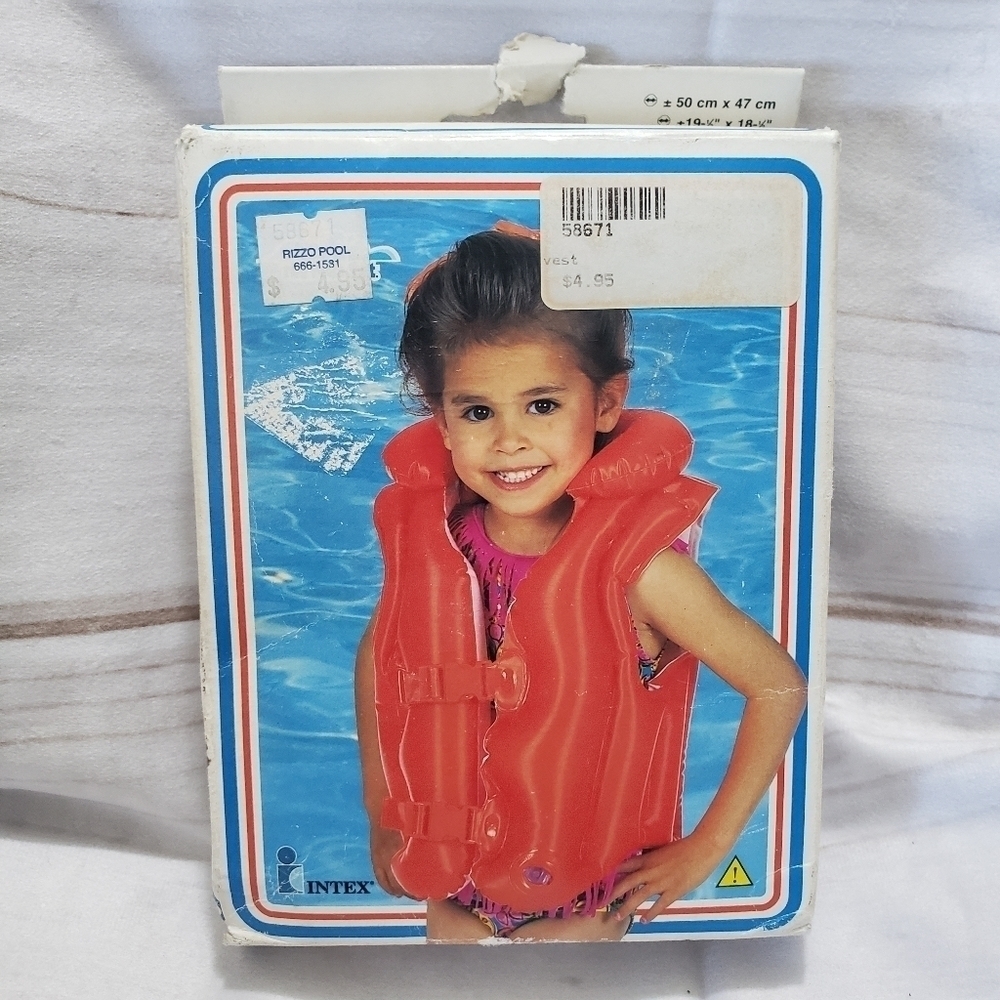 Vintage Intex Deluxe Inflatable Pool Vest Youth Bright Orange 1998 NOS Wet Set
